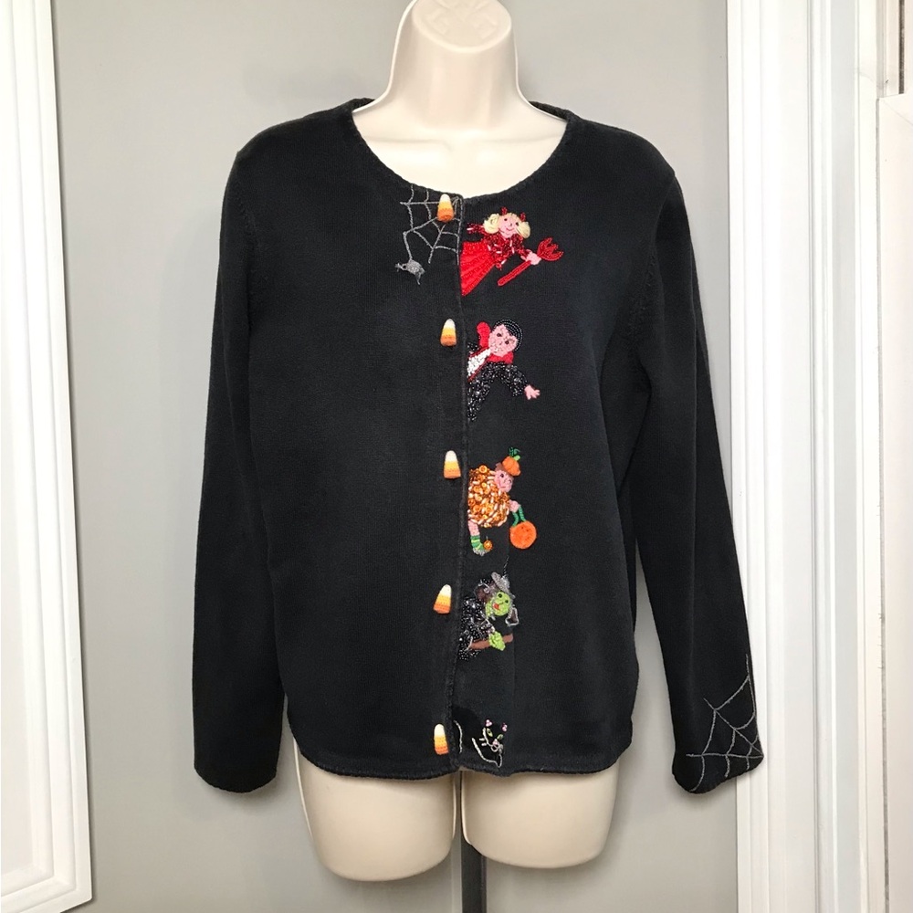 Vintage Michael Simon Halloween Sweater Cardigan ~ Women’s Large